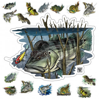 Adesivo Peixes EP Fishing By Kid Ocelos Grande (aprox. 50x40cm)